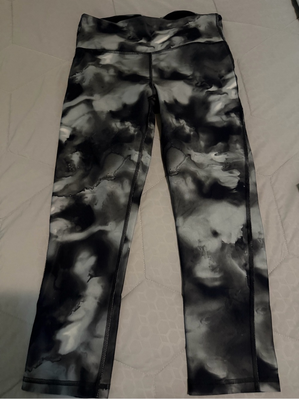 Marika Black & Gray Marble-Print Kids Leggings